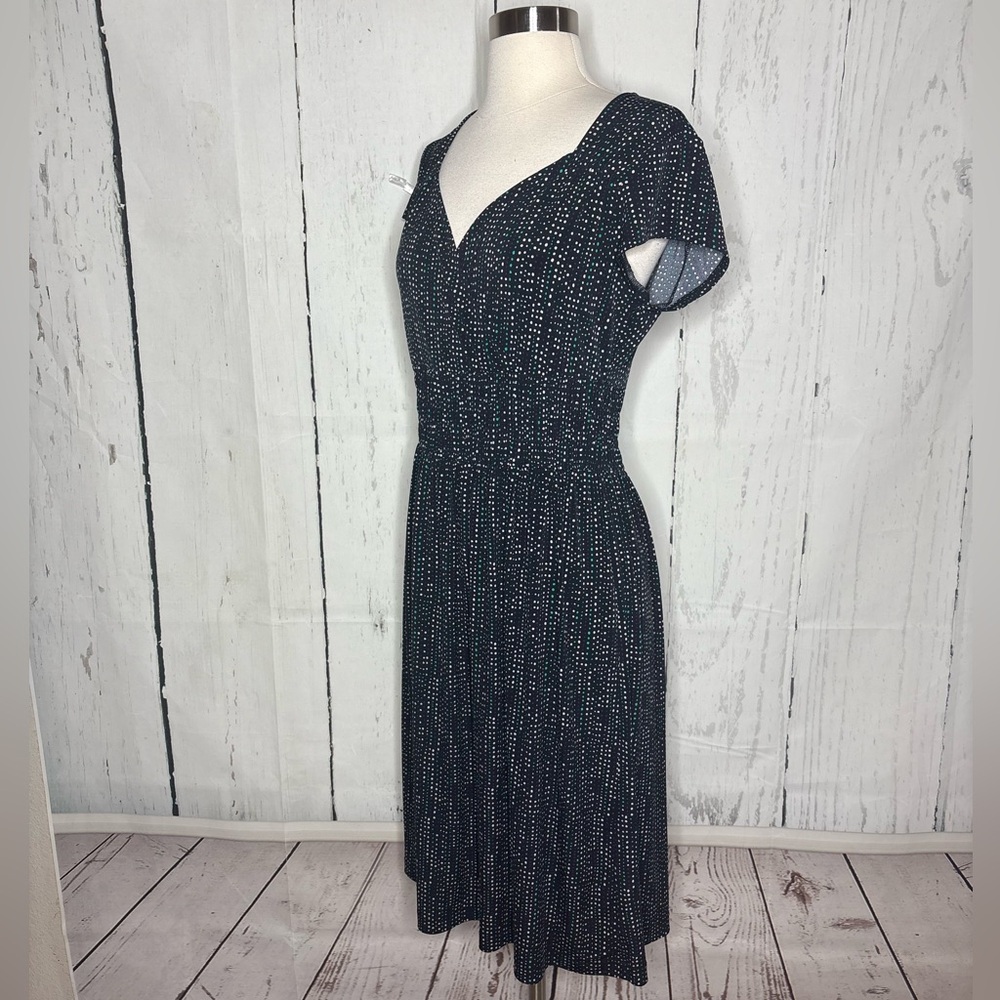 Worthington Black Dot-Print Cap Sleeve Midi Dress